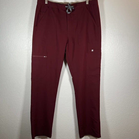 Figs Womens Scrub Top (FM1500) Pants (TM3001) Set Burgundy Large - Picture 3 of 7